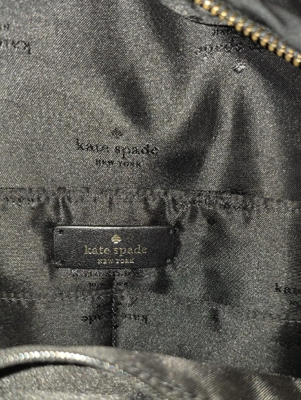 kate spade Black Mini Nylon Backpack with Gold Zippers